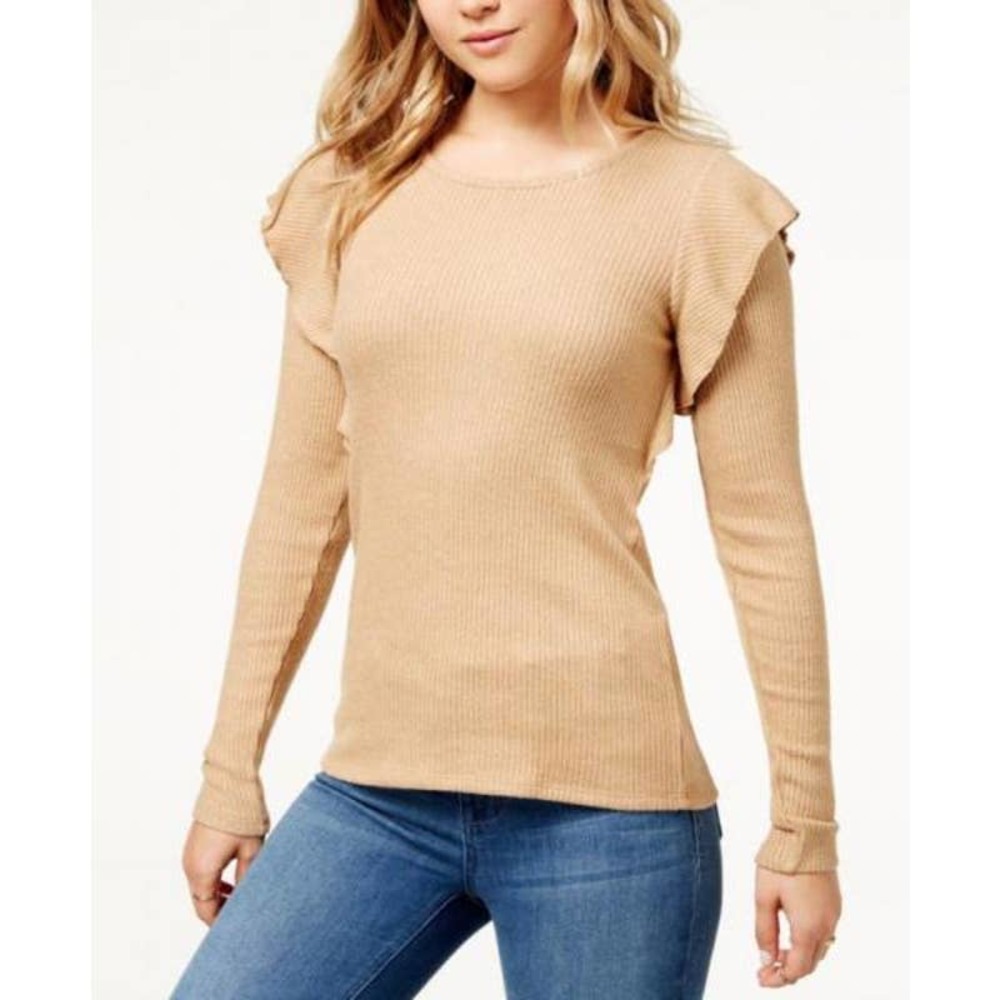 NWOT Lucky Brand Super Soft Camel Tan Brown Long Sleeve Ribbed Top Plus Size 2X